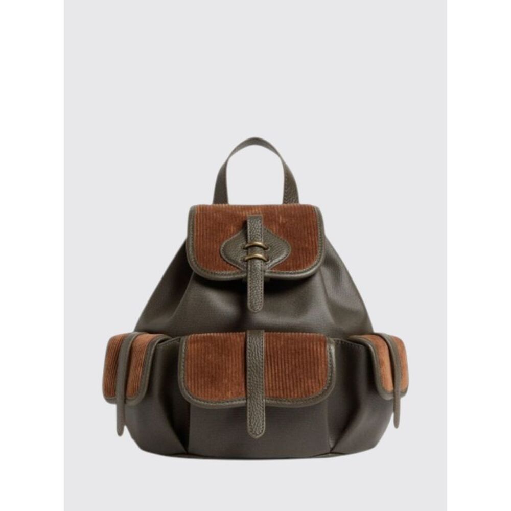 Coccinelle Women Coccinelle Mavery Velvet And Leather Backpack With Flap Closure